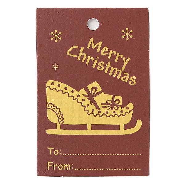 

PandaHall Rectangle Paper Gift Tags, for Christmas, FireBrick, Sleigh, 6x4x0.02cm Paper Sleigh Red