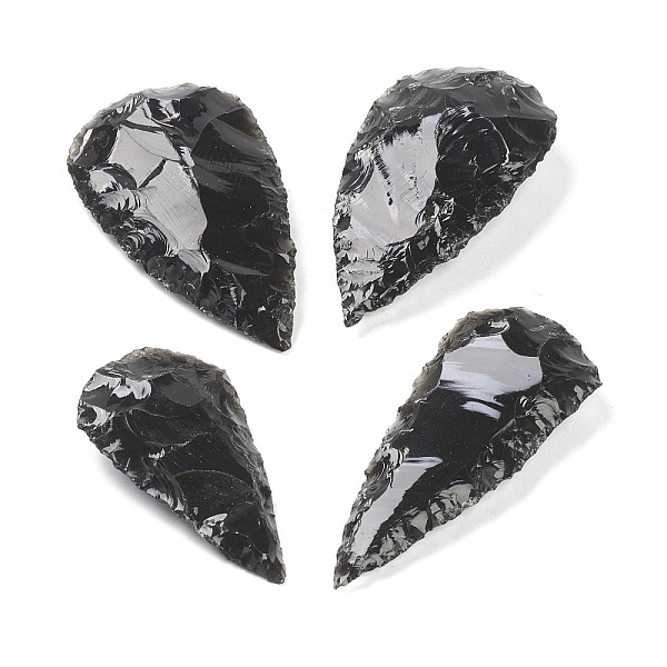 

PandaHall Rough Raw Hammered Natural Black Obsidian Beads, No Hole/Undrilled, Teardrop, 46~59x26~32x8~11mm Obsidian Teardrop