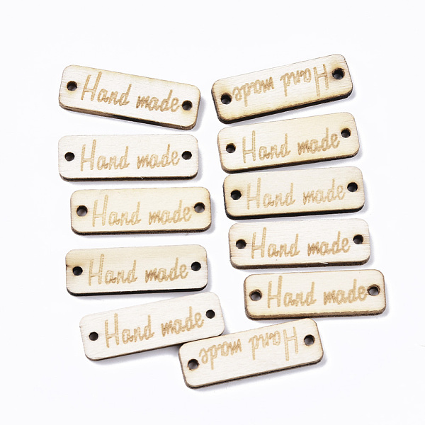 

PandaHall Wood Links connectors, Rectangle with Word Hand Made, PapayaWhip, 10x30.5x2.5mm, Hole: 1.8mm Wood Rectangle Orange