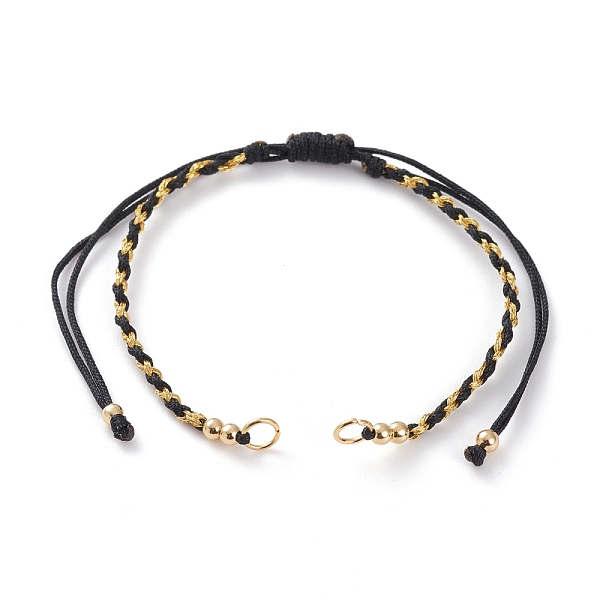 

PandaHall Adjustable Nylon Braided Cord Bracelet Making, with Metallic Cord, Brass Beads & 304 Stainless Steel Jump Rings, Golden, Black...