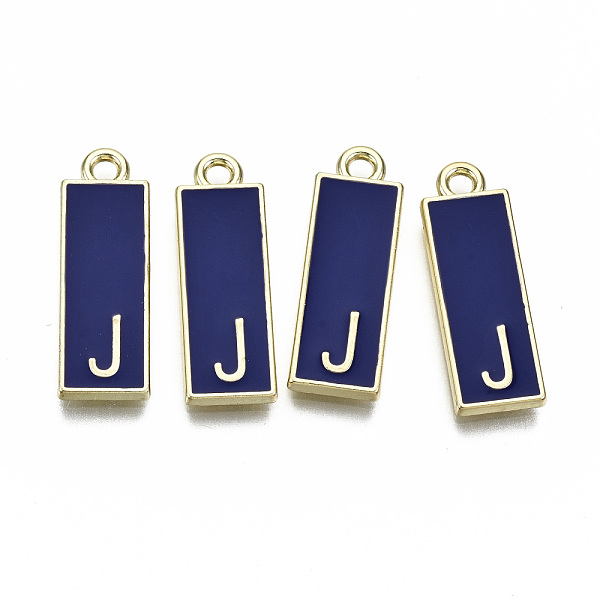 

PandaHall Alloy Enamel Pendants, Cadmium Free & Lead Free, Rectangle with Initial Letters, Light Gold, Letter.J, 23.5x8x2mm, Hole: 1.8mm...