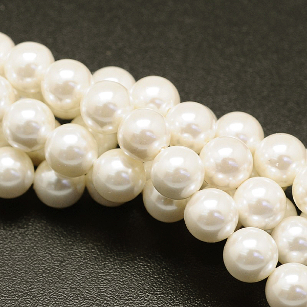 

PandaHall Shell Pearl Beads Strands, Round, White, 14mm, Hole: 1mm, about 28pcs/strand, 16 inch Shell Pearl Round White