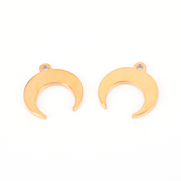 

PandaHall Stainless Steel Pendants, Laser Cut, Crescent/Double Horn, Golden, 15.5x15x1.5mm, Hole: 1.6mm Stainless Steel Moon
