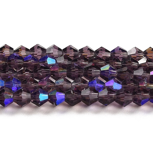 

PandaHall Transparent Electroplate Glass Beads Strands, AB Color Plated, Faceted, Bicone, Violet, 2mm, about 145~150pcs/strand, 41.5~42cm..., Purple