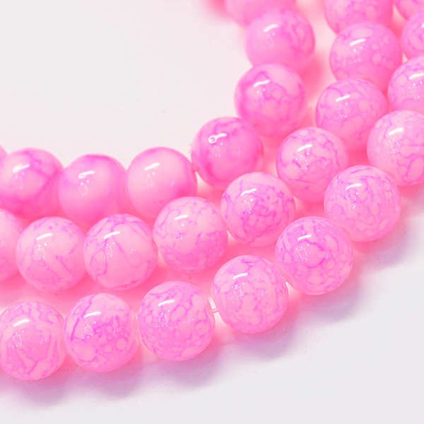 

PandaHall Baking Painted Glass Round Bead Strands, Pearl Pink, 8.5~9mm, Hole: 1.5mm, about 105pcs/strand, 31.8 inch Glass Round Pink