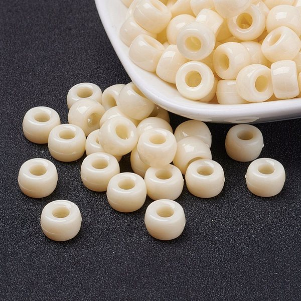 

PandaHall Opaque Acrylic European Beads, Large Hole Beads, Barrel, Antique White, 9x6mm, Hole: 4mm Acrylic Barrel Orange