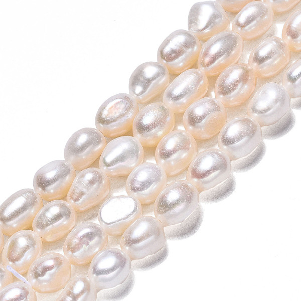

PandaHall Natural Cultured Freshwater Pearl Beads Strands, Two Sides Polished, Creamy White, 8~9x7~8x5~7mm, Hole: 0.7mm, about...