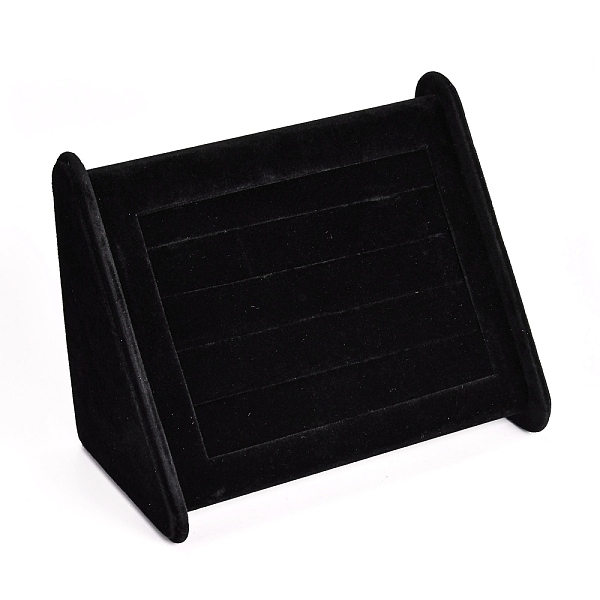

PandaHall Cuboid Wood Jewelry Ring Display Stands, Covered with Velvet, with Sponge, Black, 22.5x10x14cm Velvet Black