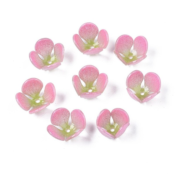 PandaHall Plastic Beads, Flower, Pink, 12~13.5x12~13x8mm, Hole: 1.2mm Plastic Flower Pink