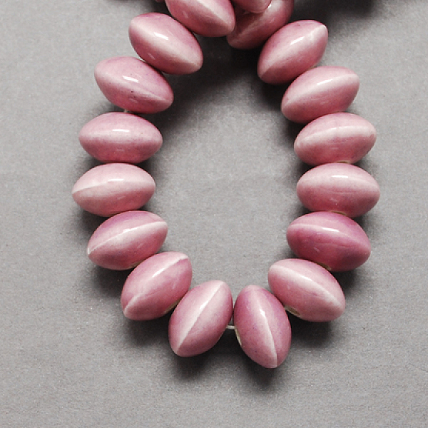 

PandaHall Handmade Porcelain Beads, Bright Glazed Porcelain, Rondelle, Pale Violet Red, 12x7mm, Hole: 2mm Porcelain Rondelle Pink