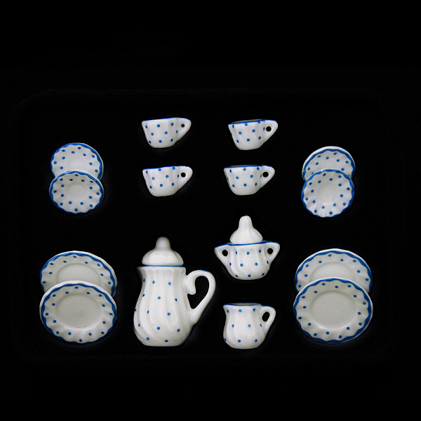 

PandaHall Mini Porcelain Tea Set, including 2Pcs Teapots, 5Pcs Teacups, 8Pcs Dishes, for Dollhouse Accessories, Pretending Prop Decorations...