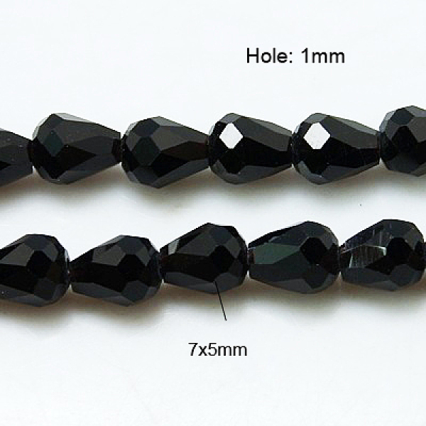 

PandaHall Crystal Glass Beads Strands, Faceted, teardrop, Black, 7x5mm, about 65~67pcs/strand, 18~18.5 inch(45.5~46.9cm) Glass Teardrop...