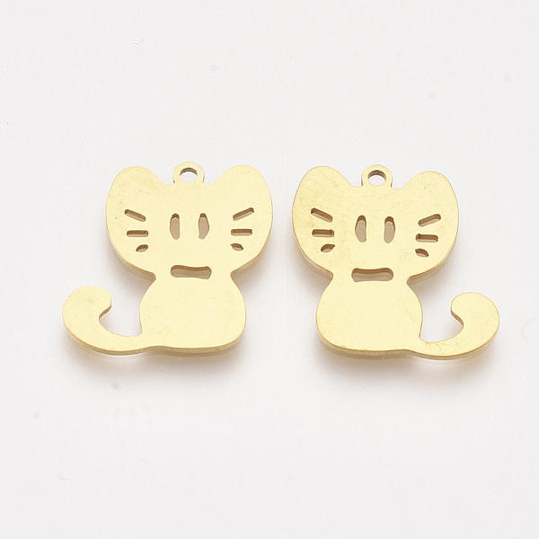 201 Stainless Steel Kitten Pendants