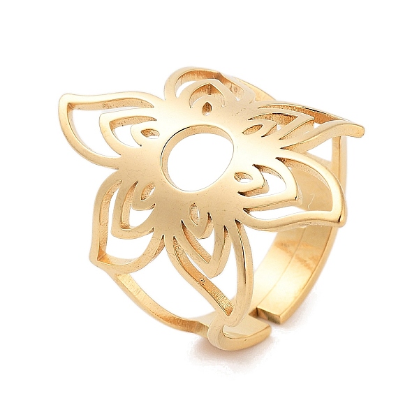 Flower 304 Stainless Steel Adjustable Rings For Women