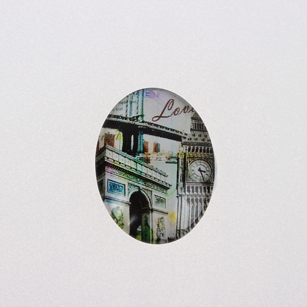 

PandaHall Photo Glass Oval Cabochons, European Style, Colorful, 25x18x6mm Glass Oval