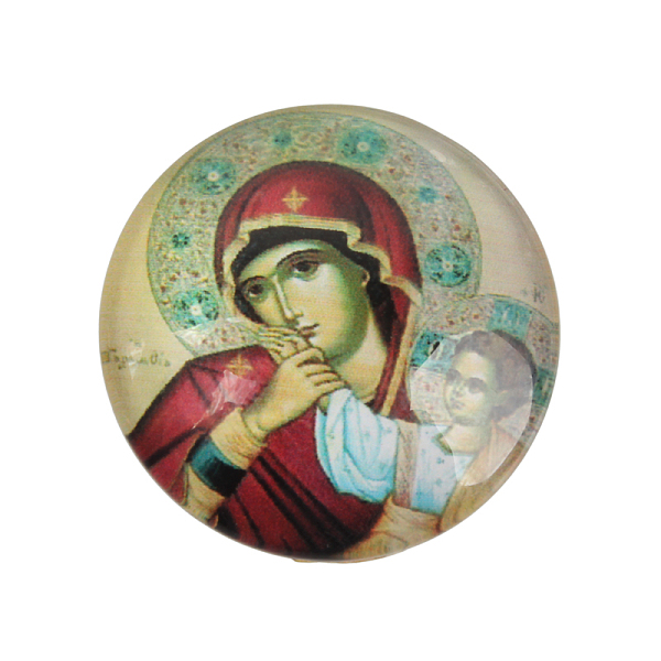 

PandaHall Printed Glass Half Round/Dome Cabochons, the Virgin Theme, Colorful, 25x7mm Glass Half Round