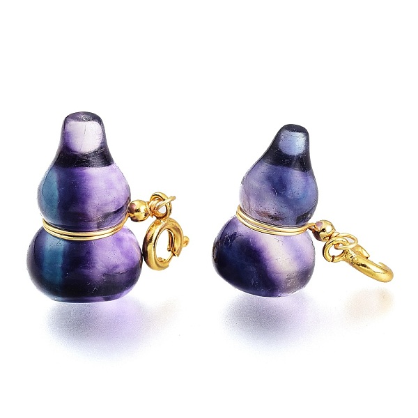 

PandaHall Carved Natural Fluorite Pendants, with Brass Spring Ring Clasps, Gourd/Calabash, Golden, 18~22mm, Pendant: 18.5~22x12~14.5x11mm...