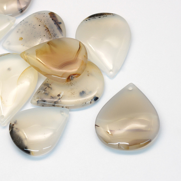 

PandaHall Teardrop Natural Striped Agate/Banded Agate Pendants, 34~50x27~36x4~8mm, Hole: 2mm Banded Agate Teardrop