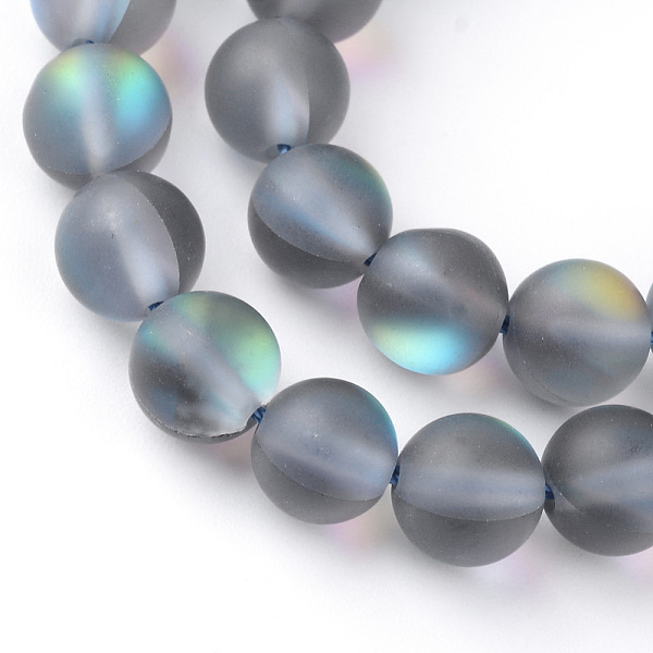 

PandaHall Synthetic Moonstone Beads Strands, Holographic Beads, Dyed, Frosted, Round, Gray, 6mm, Hole: 1mm, about 60~62pcs/strand, 14~15...
