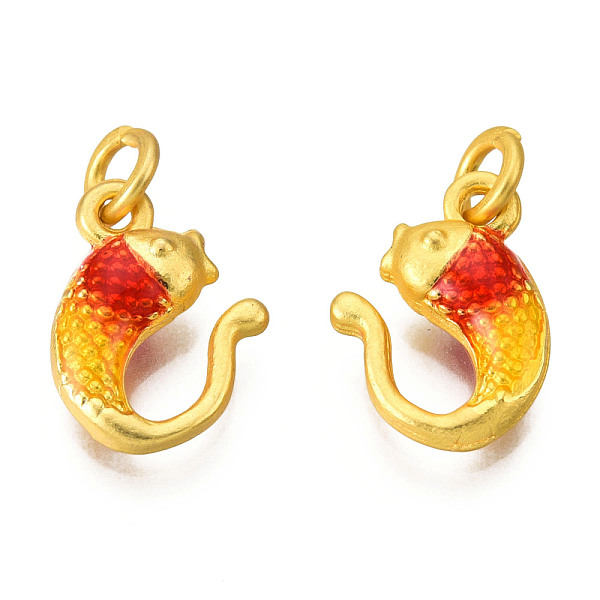 

PandaHall Alloy Enamel Charms, Cadmium Free & Lead Free, with Jump Rings, Matte Gold Color, Fish, Gold, 11.5x11x4mm, Jump Ring: 5x1mm, 3mm...