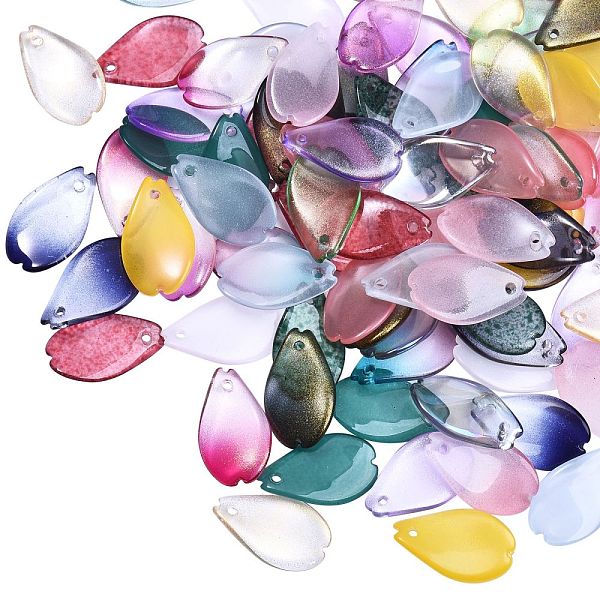 

PandaHall 180Pcs 18 Colors Transparent Spray Painted Glass Rhinestone Pendants, with Glitter Powder, Petaline, Mixed Color, 16x9.5x2mm, Hole..., Multicolor