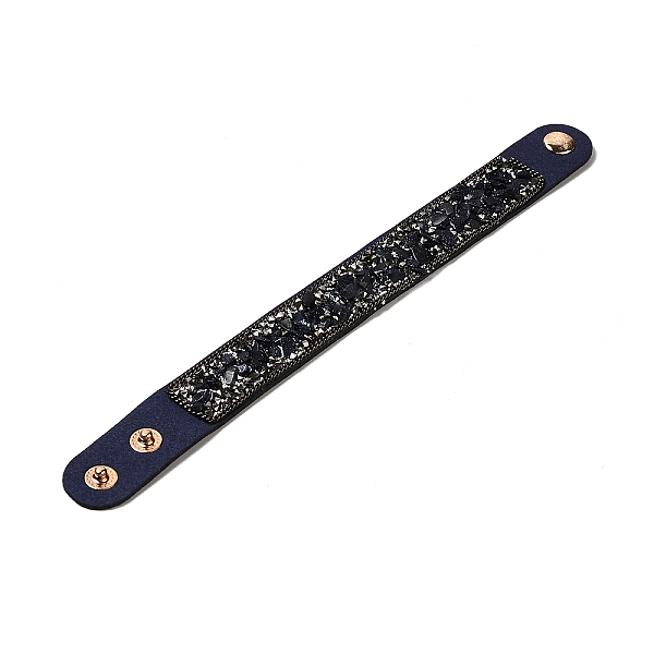 

PandaHall Faux Suede Snap Cord Bracelet, Synthetic Blue Goldstone & Shell Chips Beaded Wristband for Men Women, 8-5/8 inch(22cm) Blue...