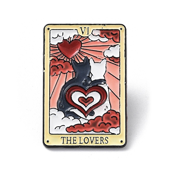 

PandaHall Valentine'S Day Cartoon Creative Cute Black-And-White Cat The Lovers Tarot Card Enamel Pins, Black Alloy Badge, Heart, 30x20x1mm..., Multicolor