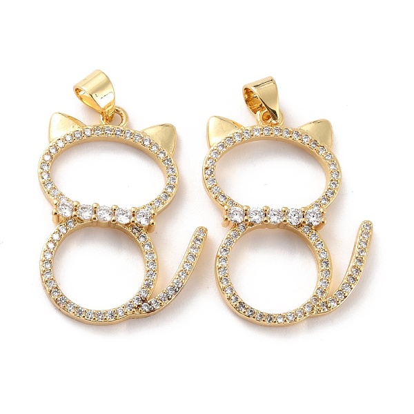 

PandaHall Brass Micro Pave Clear Cubic Zirconia Pendant, Long-Lasting Plated, Cat, Real 18K Gold Plated, 26.5x19.5x3mm, Hole: 3x3.6mm...