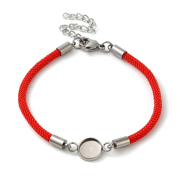 

PandaHall Milan Cord & 304 Stainless Steel Bracelets Making, with Round Tray, Red, Tray: 8mm, 7-1/4 inch(18.5cm) 304 Stainless Steel Red