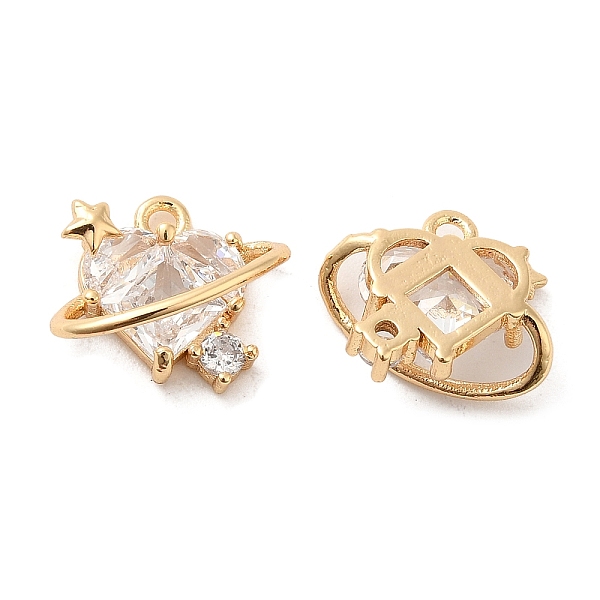 

PandaHall Glass Charms, with Brass Findings, Heart with Star Charm, Real 18K Gold Plated, 10.5x13x6mm, Hole: 1.2mm Brass+Glass Heart Clear