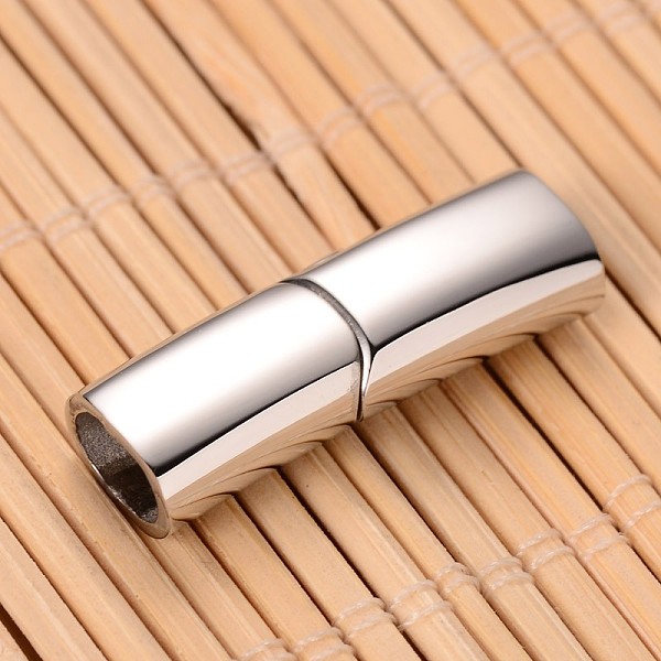 

PandaHall Smooth Surface 304 Stainless Steel Rectangle Magnetic Clasps with Glue-in Ends, Stainless Steel Color, 28x9x6mm, Hole: 4x7mm 304...
