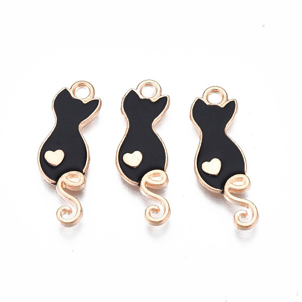 

PandaHall Alloy Enamel Pendants, Cadmium Free & Lead Free, Cat with Heart, Black, 24.5x8.5x2mm, Hole: 1.8mm Alloy+Enamel Cat Shape Black