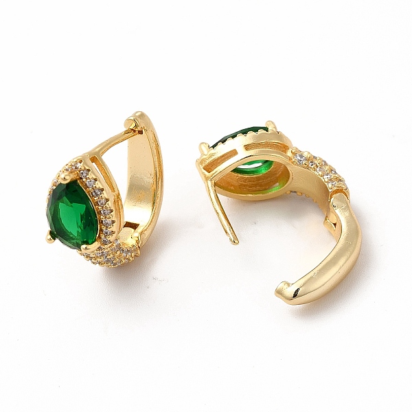 

PandaHall Green Cubic Zirconia Teardrop Hoop Earrings, Rack Plating Brass Jewelry for Women, Cadmium Free & Lead Free, Real 18K Gold Plated...