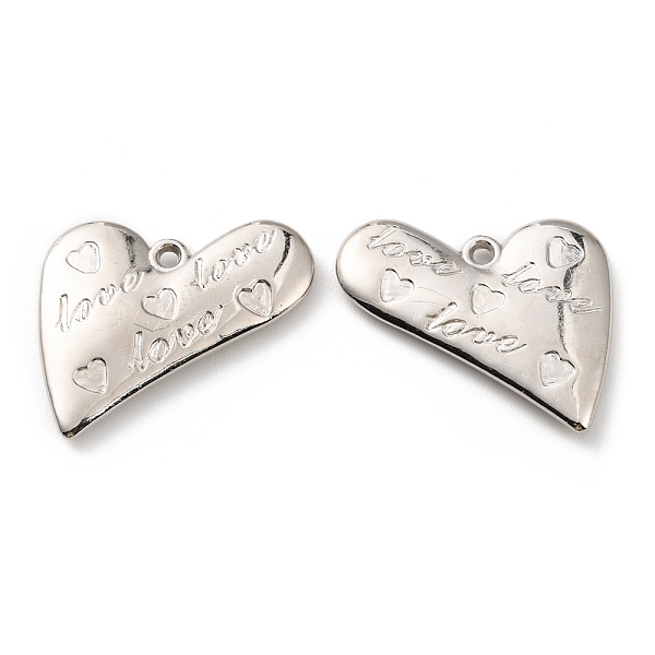 

PandaHall CCB Plastic Pendants, Heart with Word Love Charm, Platinum, 33x37x4mm, Hole: 2.2mm Plastic Heart