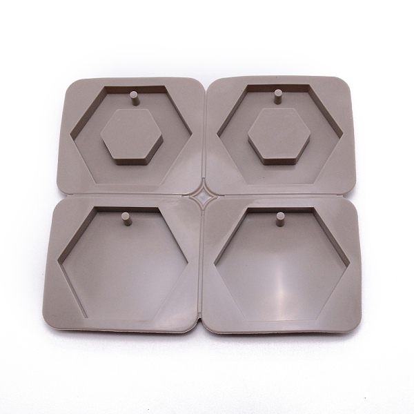 

PandaHall Silicone Molds, Resin Casting Molds, For UV Resin, Epoxy Resin Craft Making, Hexagon, Gray, 147x165x11mm, Hole: 4mm, Inner...