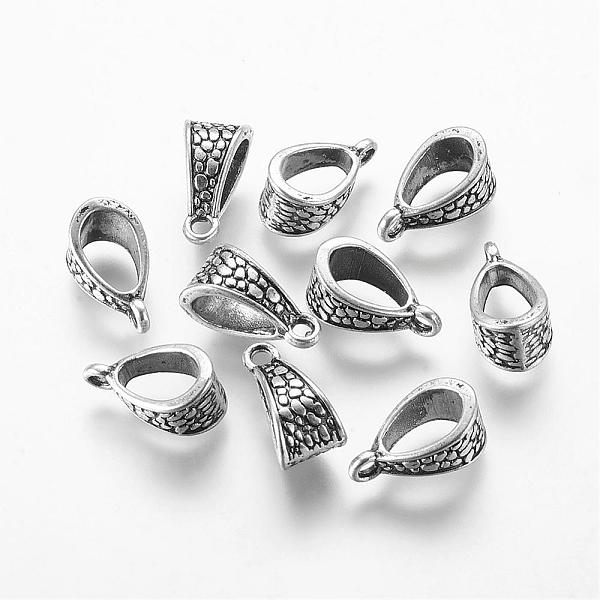 

PandaHall Tibetan Style Alloy Tube Bails, Loop Bails, Bail Beads, Lead Free and Cadmium Free, Antique Silver, 14.5x7.5x8.5mm, Hole: 2mm...