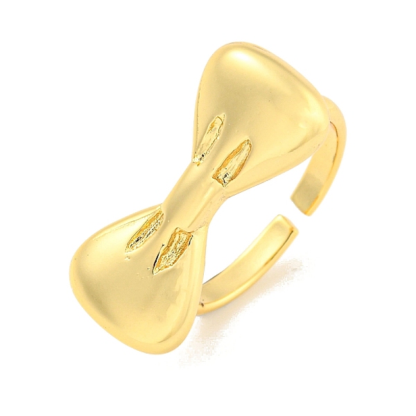 

PandaHall Brass Bowknot Open Cuff Ring for Women, Real 18K Gold Plated, Adjustable Brass Bowknot