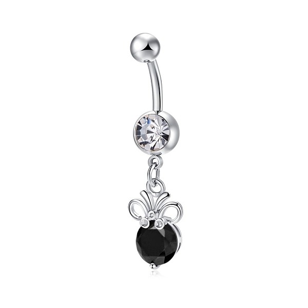 

PandaHall Piercing Jewelry, Brass Cubic Zirconia Navel Ring, Navel Ring Belly Rings, with 304 Stainless Steel Bar, Lead Free & Cadmium Free..., Black