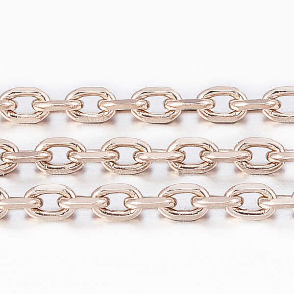 

PandaHall Ion Plating(IP) 304 Stainless Steel Cable Chains, Diamond Cut Chains, Soldered, Faceted, with Spool, Oval, Rose Gold, 2x1.2x0.4mm...