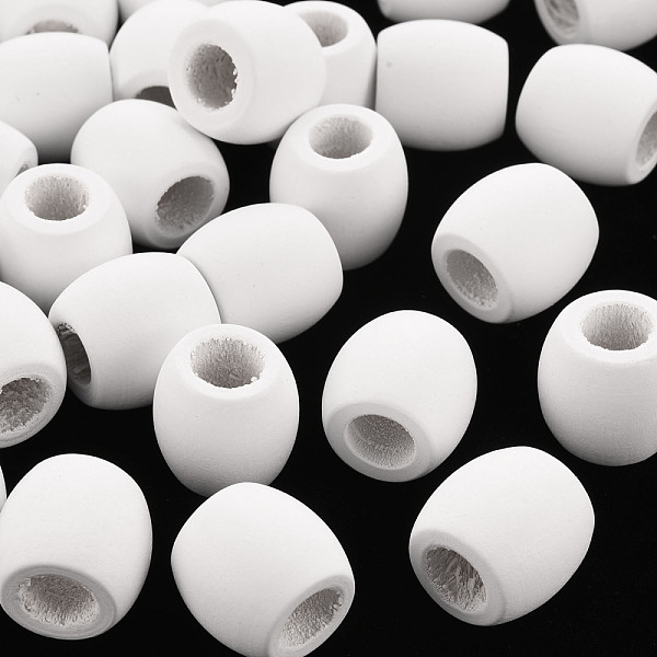 

PandaHall Spray Painted Natural Wood Beads, Barrel, White, 17x16mm, Hole: 8mm Schima Wood Barrel White
