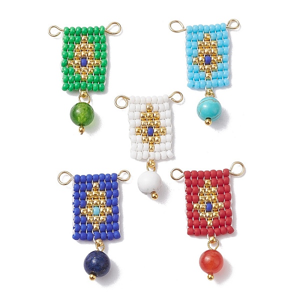 

PandaHall MIYUKI Rocailles Seed Loom Pattern, with Natural & Synthetic Mixed Gemstone, Rectangle Links Connectors, Mixed Color..., Multicolor