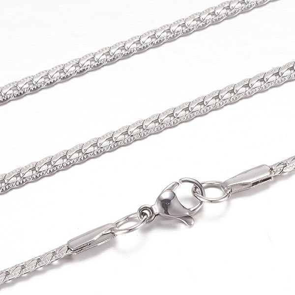 

PandaHall 304 Stainless Steel Curb Chain Necklaces, with Lobster Claw Clasps, Stainless Steel Color, 19.2 inch(49cm), 3x1.2mm Stainless...