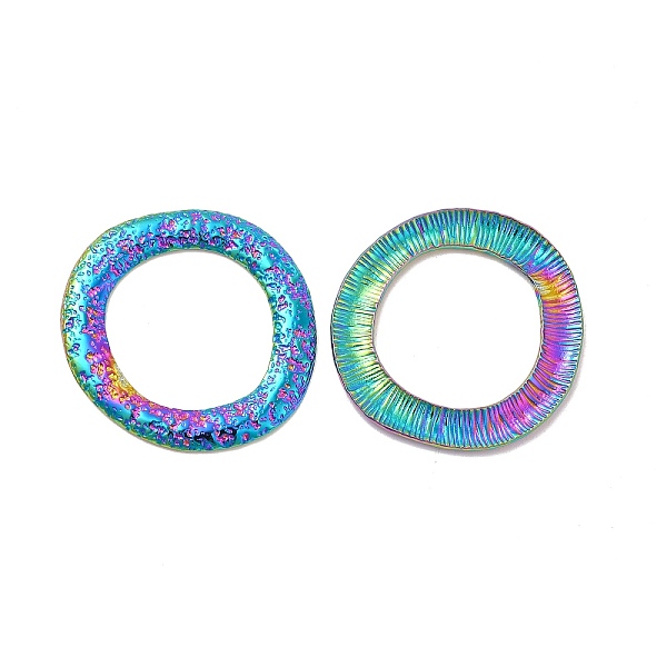 

PandaHall Ion Plating(IP) 304 Stainless Steel Linking Ring, Hammered Round Ring, Rainbow Color, 32.5x1.5mm, Hole: 20.5mm 304 Stainless Steel...