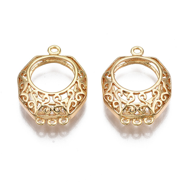 

PandaHall Brass Chandelier Component Links, Hollow, Nickel Free, Octagon, Real 18K Gold Plated, 22.5x17x6mm, Hole: 1.4mm Brass Octagon