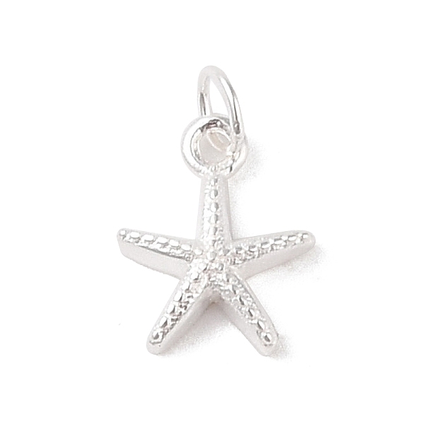 

PandaHall 925 Sterling Silver Starfish Charms, with Jump Rings & 925 Stamp, Silver, 8x6.4x2mm, Hole: 1.6mm Sterling Silver Starfish