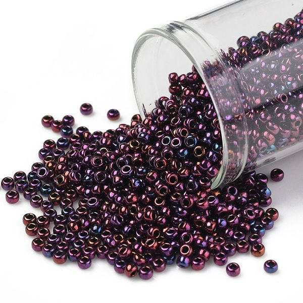 

PandaHall TOHO Round Seed Beads, Japanese Seed Beads, (503) High Metallic Dark Amethyst, 11/0, 2.2mm, Hole: 0.8mm, about 5555pcs/50g Glass..., Purple