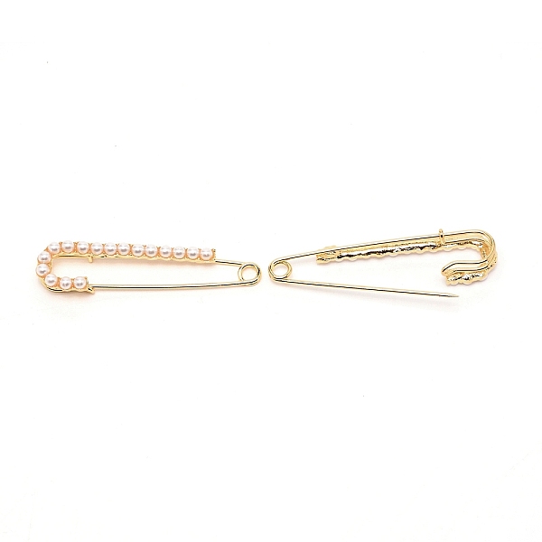 

PandaHall Alloy with Round Plastic Beads Brooch for Jacket Hat, Light Gold, 76x18x12mm Alloy