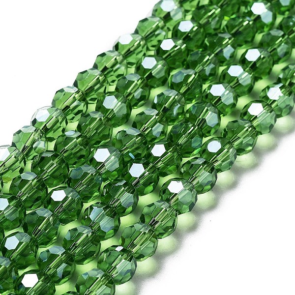 

PandaHall Electroplate Transparent Glass Beads Strands, Faceted(32 Facets), Round, Pearl Luster Plated, Green, 8mm, Hole: 1mm, about...