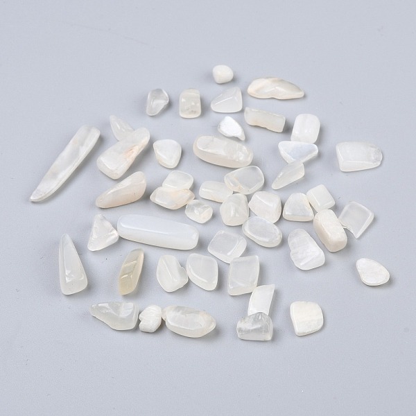 

PandaHall Natural White Moonstone Beads, No Hole/Undrilled, Chip, 7~18x4~6x2~5mm, about 1388pcs/500g White Moonstone Chip
