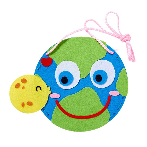 

PandaHall The Earth Day Theme DIY Non Woven Cloth Cartoon Earth-shaped Bag Kits, with Random Color Cords, Plastic Pin and Adhesive Patch..., Multicolor